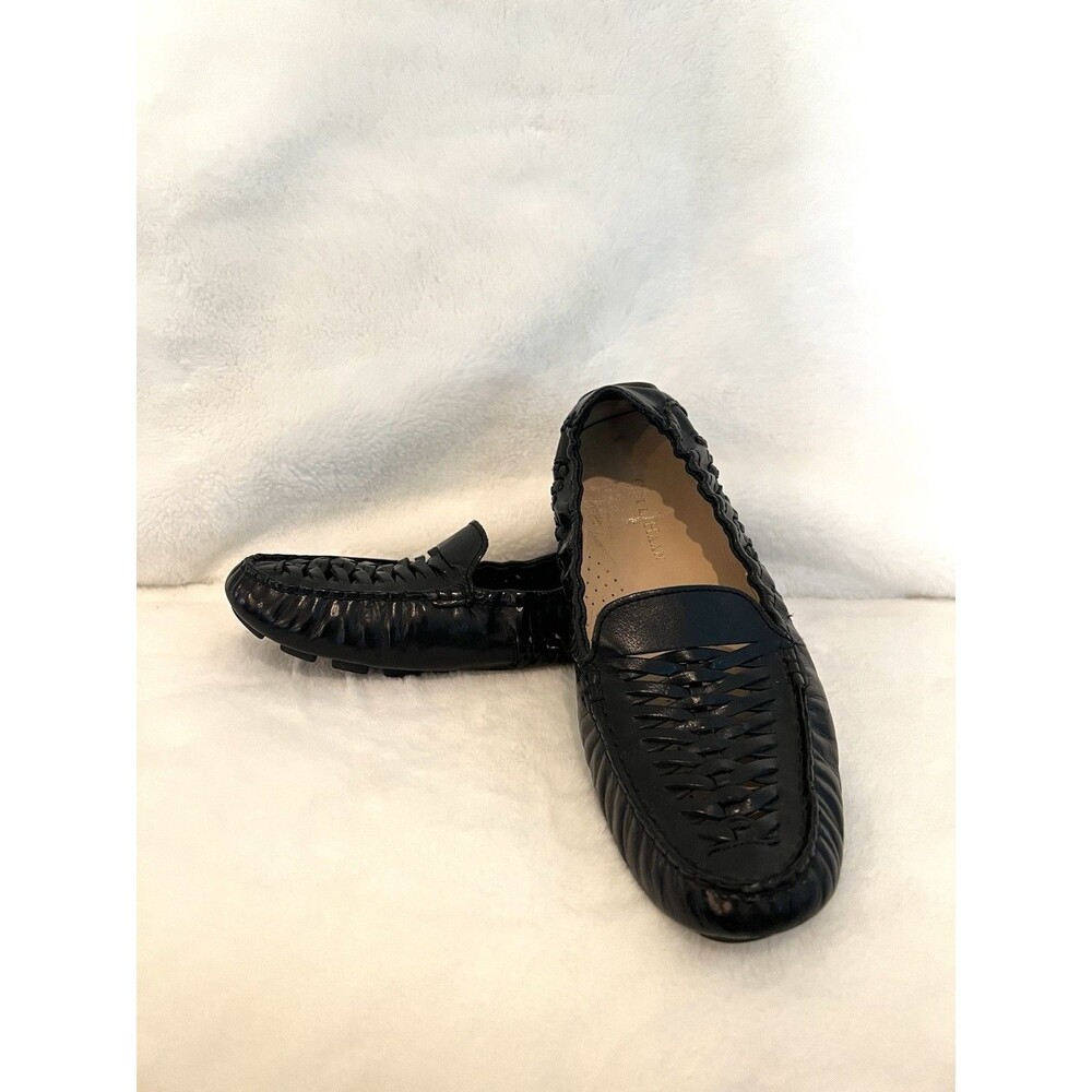 Cole Haan Sadie Black Leather Huarache Flats Size 8.5B Shoes Driving Loafers